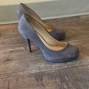 Grey suede pumps